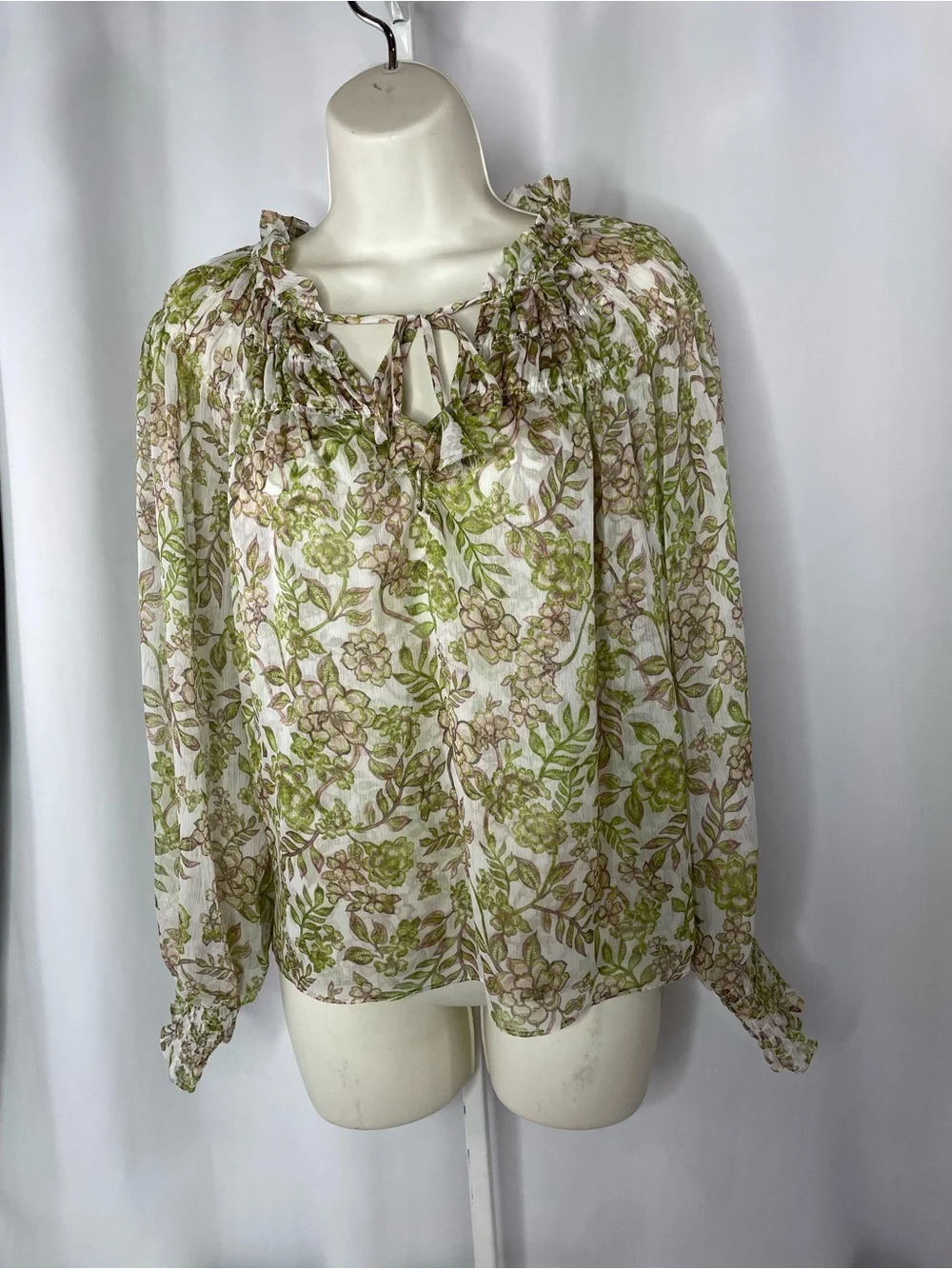 MISA Los Angeles Floral Chiffon Mini Skirt Set XS Boho Peasant Top Romantic Coqu